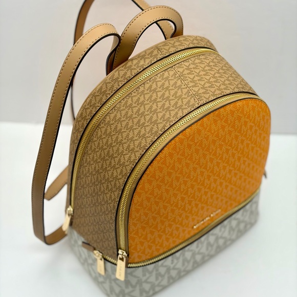 Michael Kors Rhea Medium Color-Block Signature Logo Backpack - Picture 8 of 14